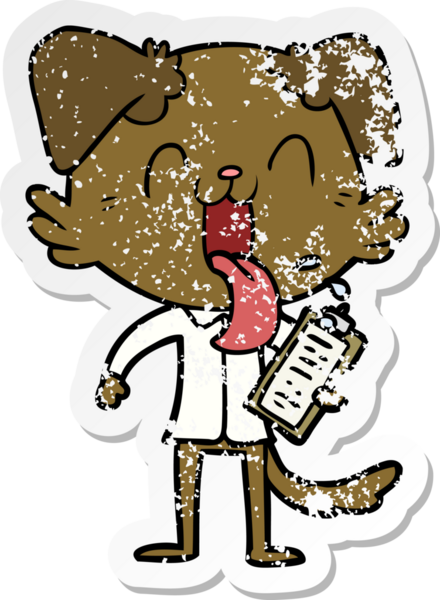 Bir insan tarafından çizilmiş pano ile nefes nefese kalmış bir köpeğin sıkıntılı çıkartması.