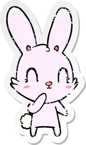 Bir insan tarafından çizilmiş şirin bir tavşanın sıkıntılı çıkartması.