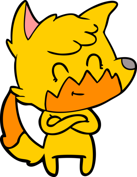 Bir insan tarafından çizilmiş tilki çizgi film karakteri