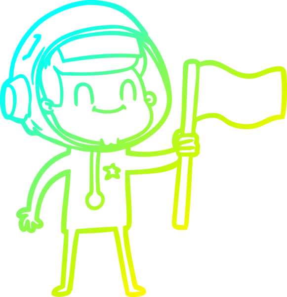 Bir insan tarafından çizilmiş mutlu bir astronotun soğuk gradyan çizimi.