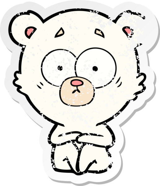 Bir insan tarafından çizilmiş şaşırmış bir kutup ayısı karikatürü.