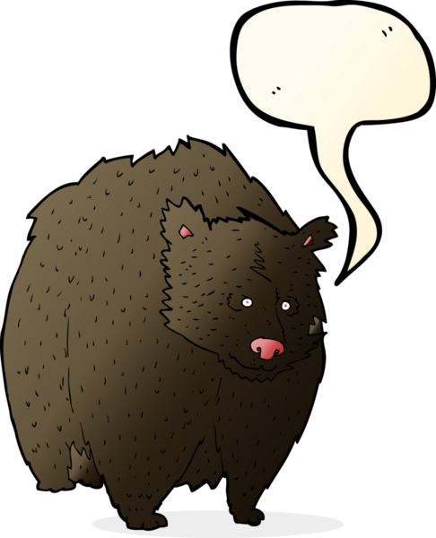 Bir insan tarafından çizilmiş büyük siyah ayı karikatürü.