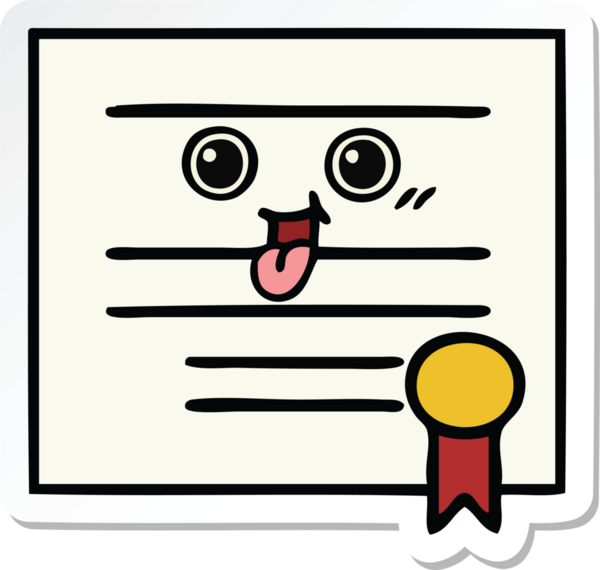 Bir insan tarafından çizilmiş şirin bir karikatür mezuniyet diplomasının çıkartması.