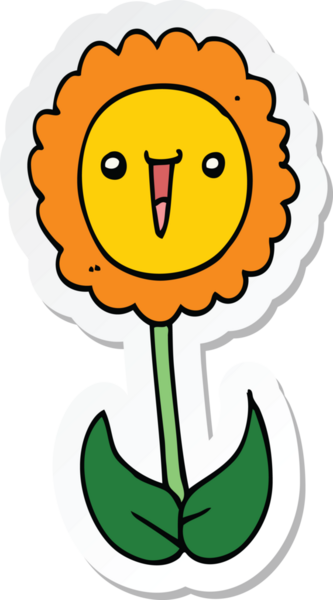 Bir insan tarafından çizilmiş karikatür çiçeğinin çıkartması.