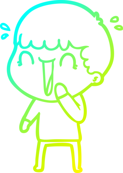 Bir insan tarafından çizilmiş gülen bir çizgi film karakterinin soğuk gradyan çizgisi.