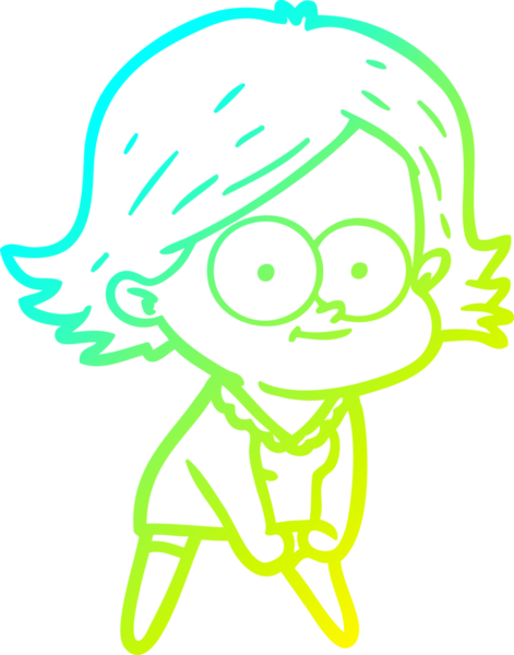 Bir insan tarafından çizilmiş mutlu çizgi film kızı çizimi.