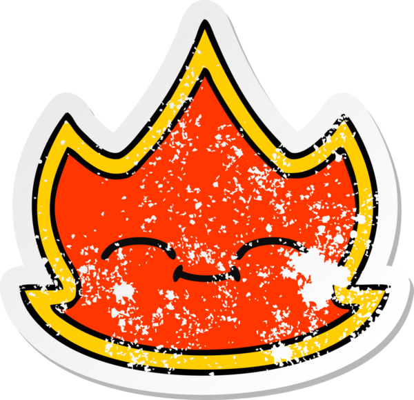 Bir insan tarafından çizilmiş şirin bir çizgi film yangınının sıkıntılı çıkartması.