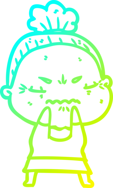 Bir çizgi film çizimi, bir insan tarafından çizilmiş yaşlı bir kadını rahatsız ediyordu.