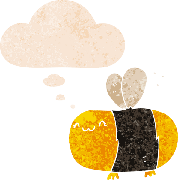 Homurdanan düşünce baloncuğu olan sevimli çizgi film arısı bir insan tarafından çizilmiş tedirgin geçmiş dokular.