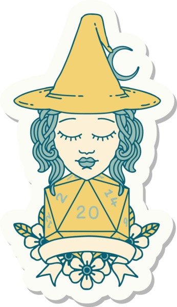 Bir insan tarafından çizilmiş doğal yirmi zarlı bir cadının çıkartması.