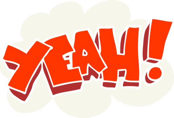 İşte bu! Bağrışmanın düz renk çizimi. Bir insan tarafından çizilmiş.