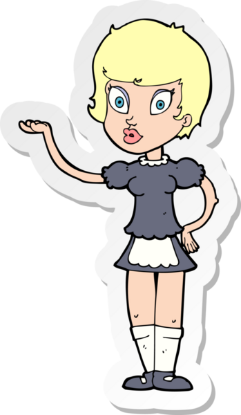 Bir insan tarafından çizilmiş bir çizgi film garsonunun çıkartması.