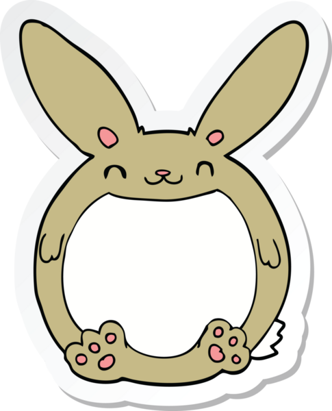 Bir insan tarafından çizilmiş çizgi film tavşanının çıkartması.