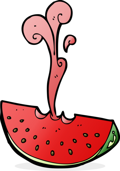 Bir insan tarafından çizilmiş sulu, fışkırtan karpuz.