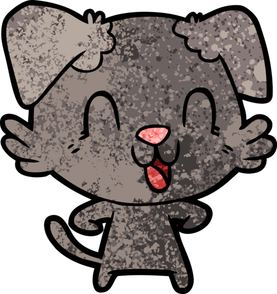 Bir insan tarafından çizilmiş gülen çizgi film köpeği.