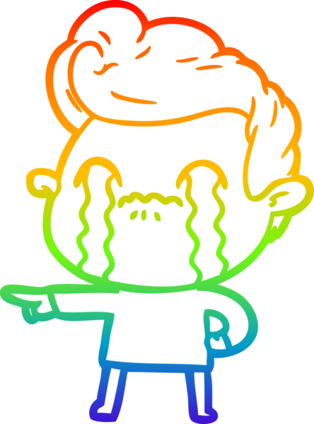 Gökkuşağı gradyan çizimi bir insan tarafından çizilmiş ağlayan bir karikatür adamı çiziyor.