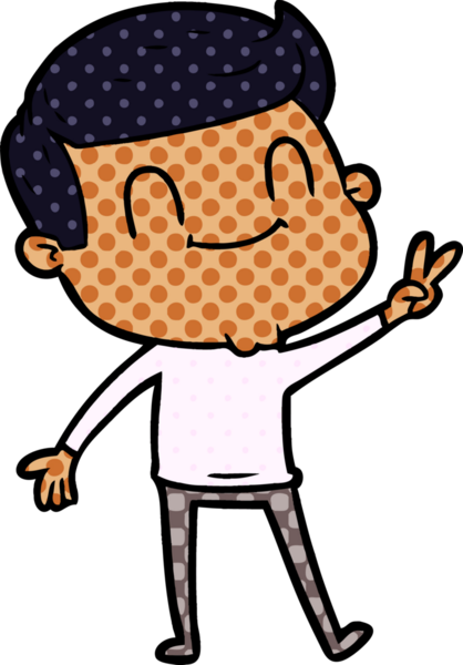 Bir insan tarafından çizilmiş çizgi film dostu bir adam.