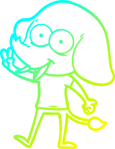 Bir insan tarafından çizilmiş mutlu bir filin soğuk gradyan çizgisi.