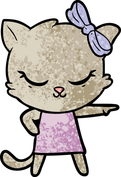 Bir insan tarafından çizilmiş sevimli çizgi film kedisi.