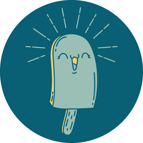 Bir insan tarafından çizilmiş dövme stili bir buz lolipopu.