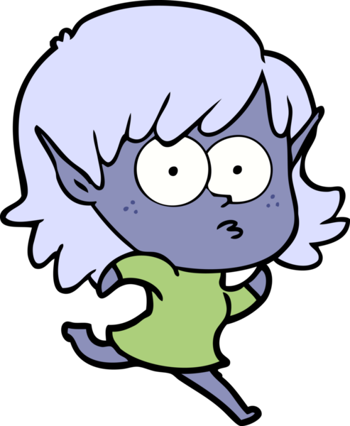 Bir insan tarafından çizilmiş çizgi film elf kızı.