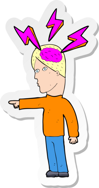 Bir insan tarafından çizilmiş akıllı bir adamın çıkartması.