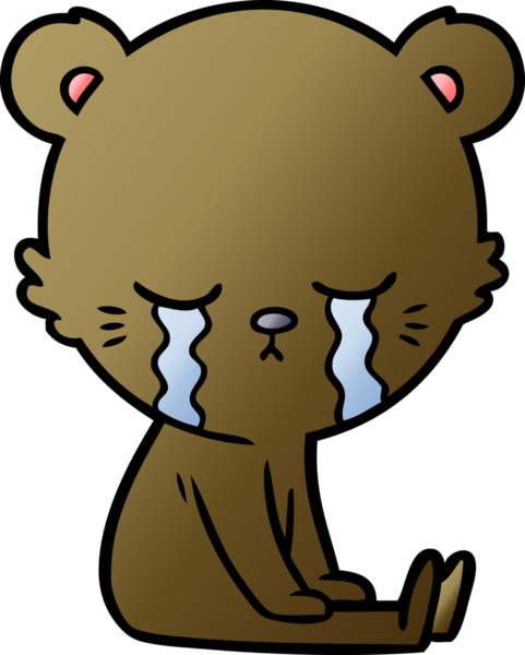 Bir insan tarafından çizilmiş ağlayan çizgi film ayısı.