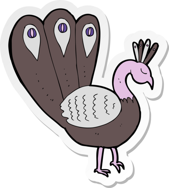 Bir insan tarafından çizilmiş bir tavus kuşunun çıkartması.