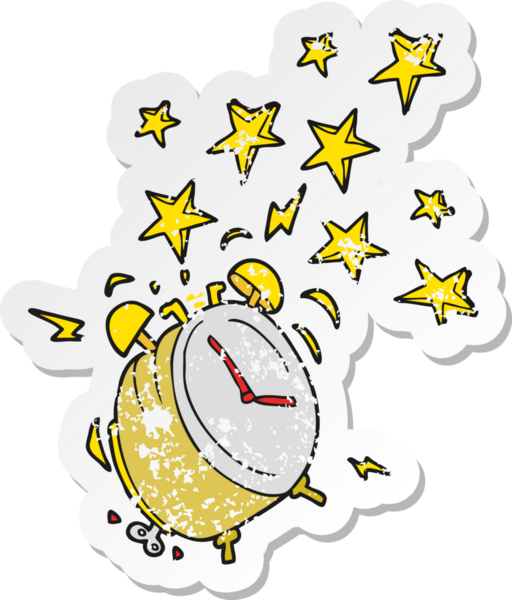 Bir insan tarafından çizilmiş bir çizgi filmin gerilimli çalar saati.