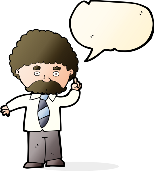 Bir insan tarafından çizilmiş konuşma balonu olan çizgi film öğretmeni.