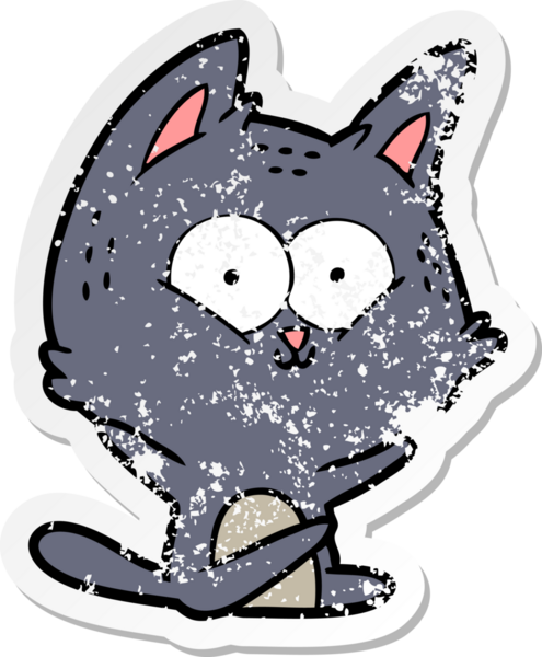 Bir insan tarafından çizilmiş karikatür bir kedinin sıkıntılı çıkartması.