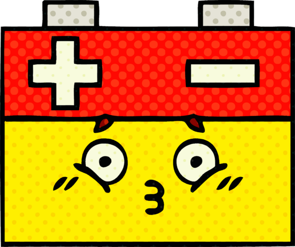 Bir insan tarafından çizilmiş bir araba aküsünün çizgi romanı.