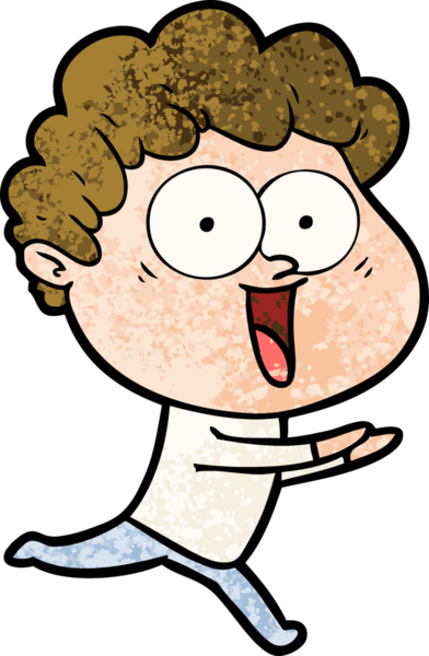 Bir insan tarafından çizilmiş heyecanlı bir adam karikatürü