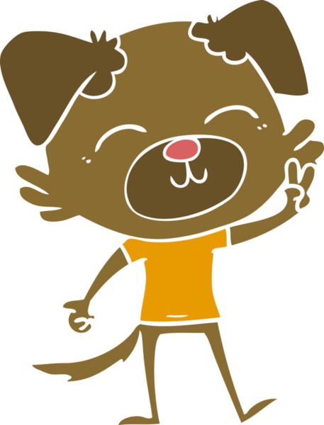 Bir insan tarafından çizilmiş düz renkli çizgi film köpeği.