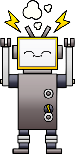 Bir insan tarafından çizilmiş bir robotun gölgelenmiş çizimi