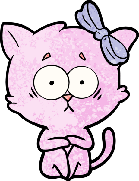 Bir insan tarafından çizilmiş çizgi film kedisi.