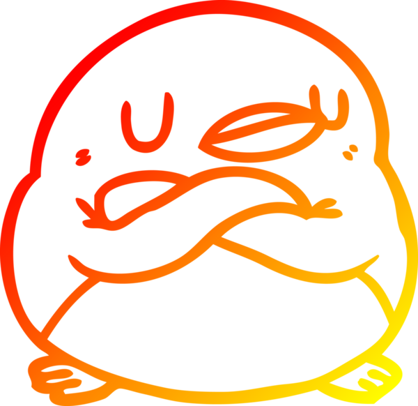 Bir insan tarafından çapraz kollu bir penguen çizimi