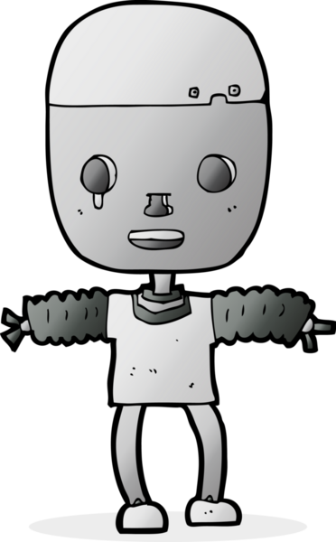 Bir insan tarafından çizilmiş çizgi film robotu