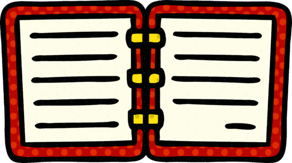 Bir insan tarafından çizilmiş açık bir günlüğün çizgi roman tarzı