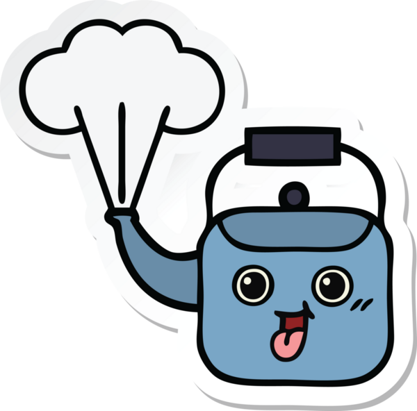 Bir insan tarafından çizilmiş dumanı tüten şirin bir çizgi film çıkartması.