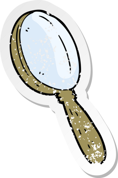 Bir insan tarafından çizilmiş bir çizgi film büyütecinin gerilimli yapıştırması.