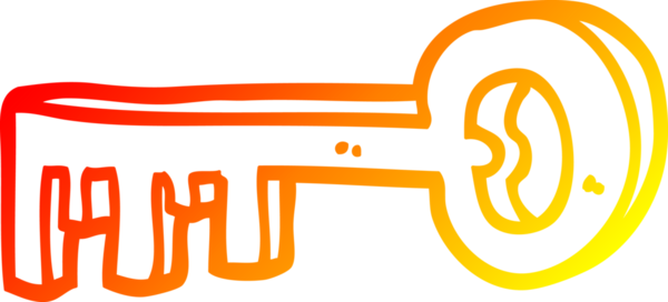 Bir insan tarafından çizilmiş metal bir anahtarın sıcak gradyan çizimi