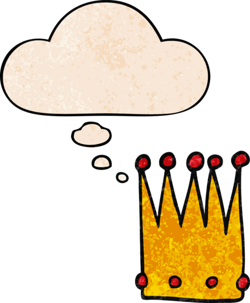 Düşünce baloncuğu olan basit bir taç. Bir insan tarafından çizilmiş grunge desen tarzı.