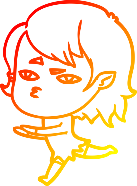 Bir insan tarafından çizilmiş bir vampir kız çizgi çizimi.