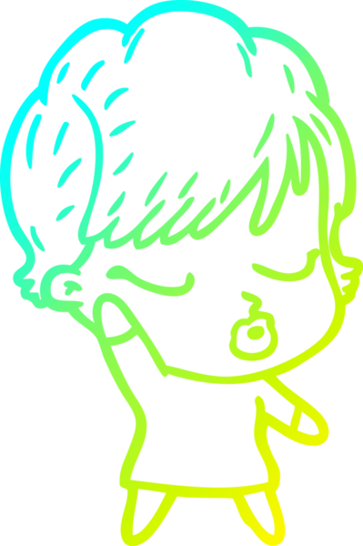 Bir insan tarafından çizilmiş gözleri olan bir karikatür kadın çizimi