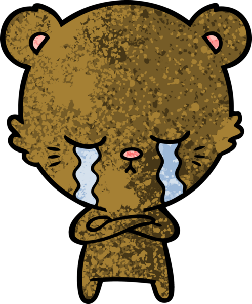 Bir insan tarafından çizilmiş ağlayan çizgi film ayısı.