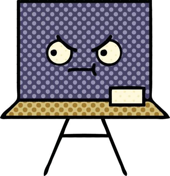 bir insan tarafından çizilmiş bir karatahtanın çizgi roman tarzı