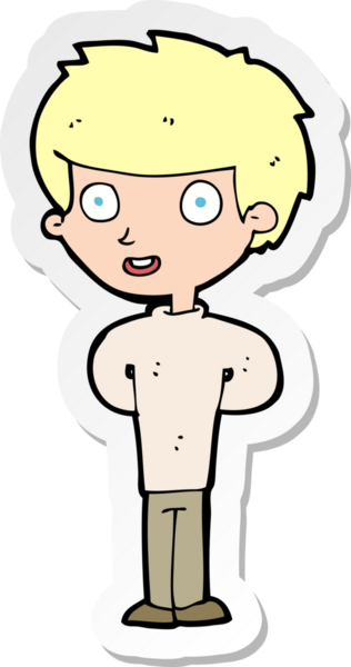 Bir insan tarafından çizilmiş mutlu bir çocuğun çıkartması.