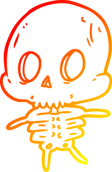 Bir insan tarafından çizilmiş sevimli bir karikatür iskeletinin sıcak çizgi çizimi