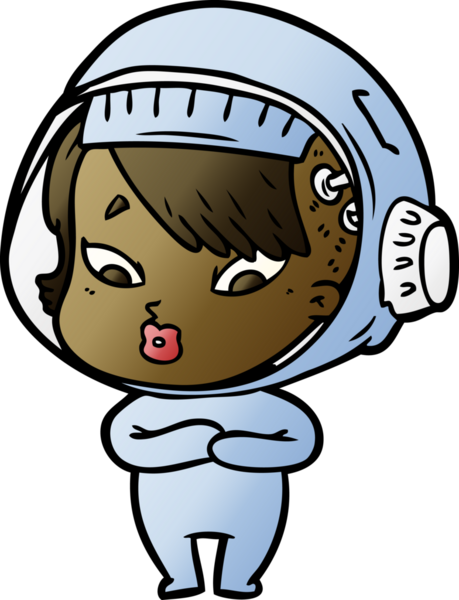 Bir insan tarafından çizilmiş astronot kadın.